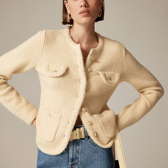 J. Crew Sweaters - NWT J. CREW Textured Sweater Lady Jacket in Parchment Small